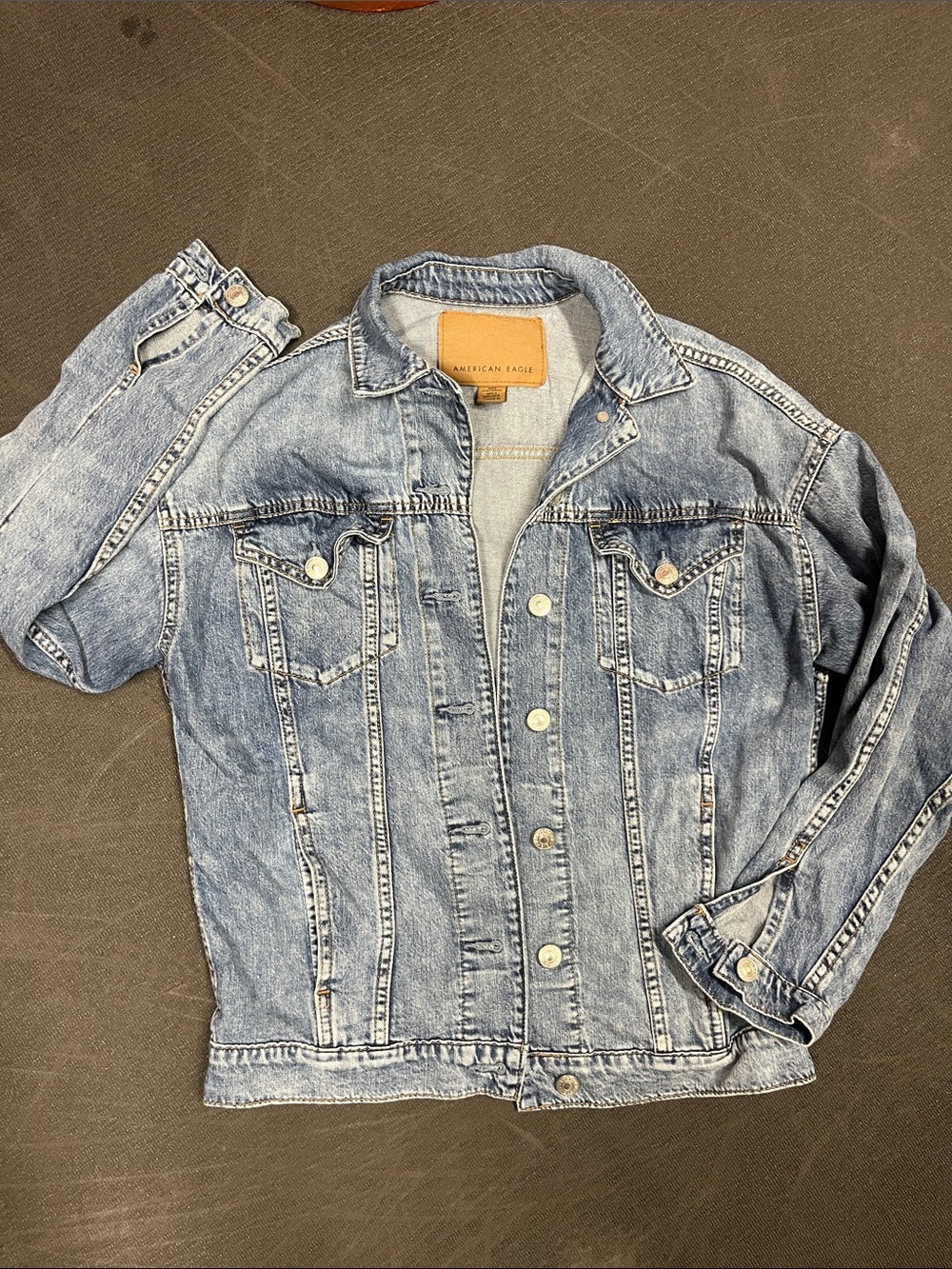 American Eagle Outfitters Kids Washed Blue Denim Jacket